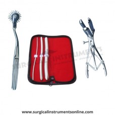 Hegar uterine dilator 3 pieces set,3-4, 9-10, 15-16, wartenberg pinwheel, mathieu speculum